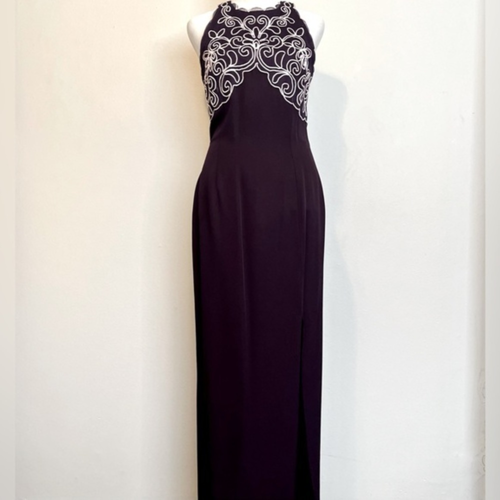 Vintage evening gown with elaborate ribbon detailing